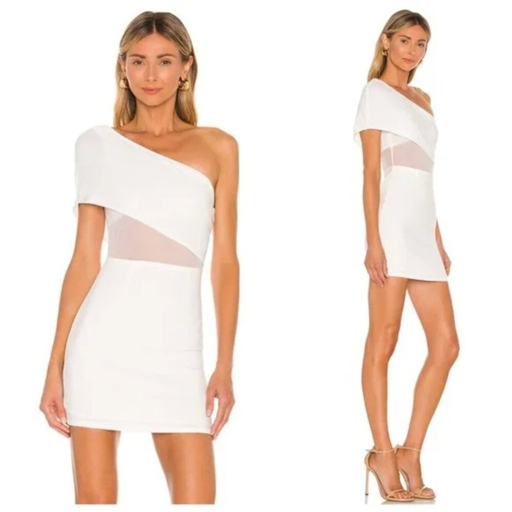 Superdown Asymmetrical Off-Shoulder White Dress